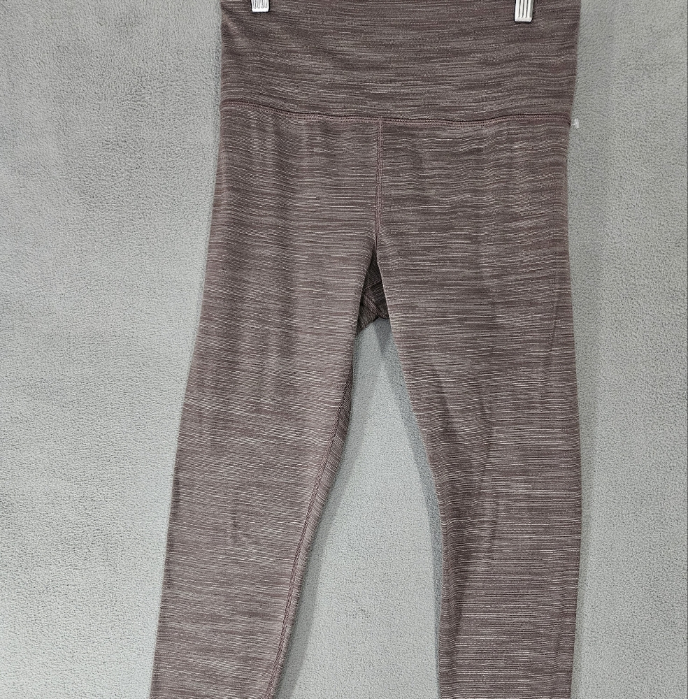 Athleta Elation Space Dye 7/8 Tight Pants Medium Brown Leggings Athletic Stripe